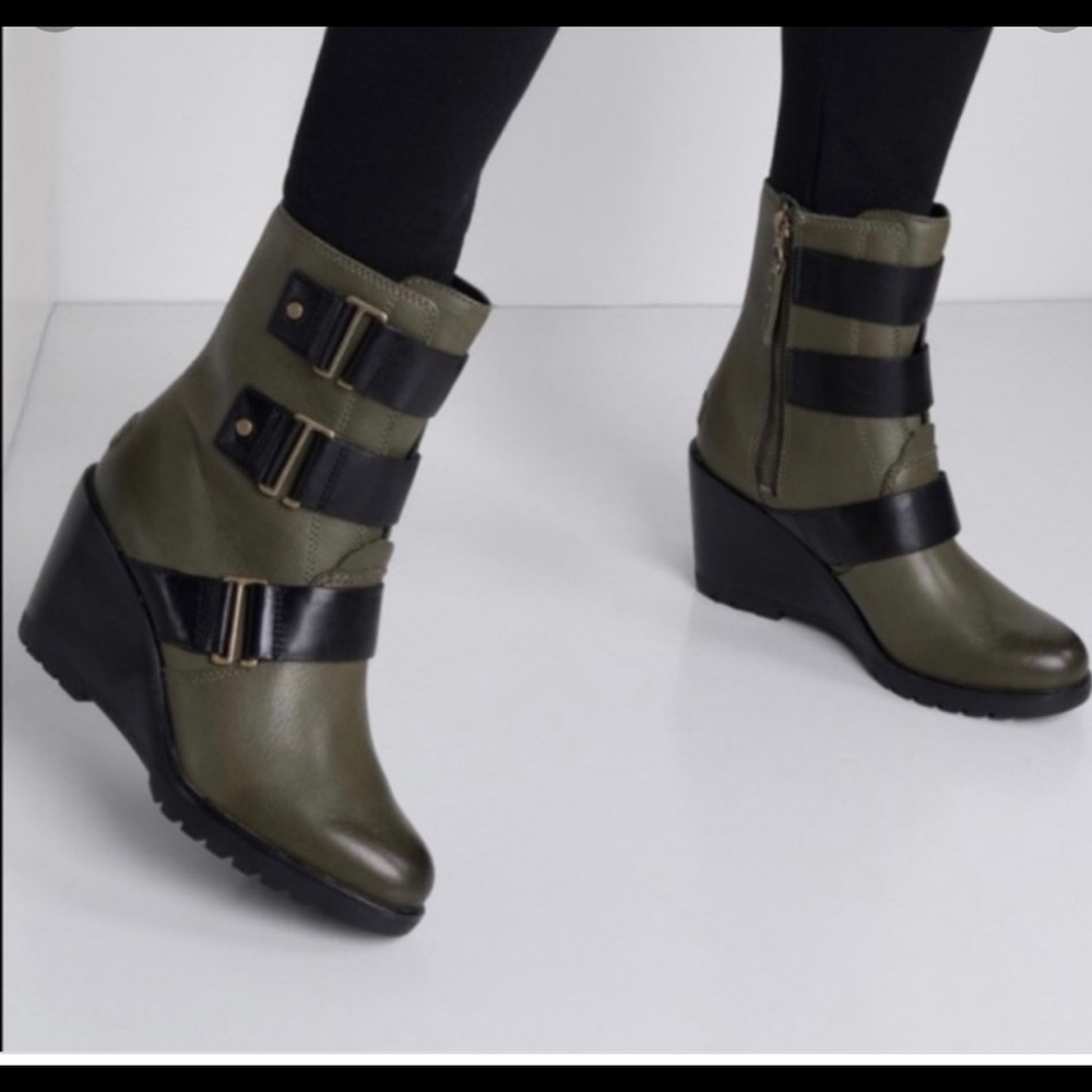 Sorel After Hours Nori Wedge Green/Black 8 - Picture 2 of 10
